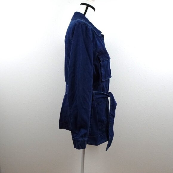 Levi's Denim Jean Jacket Women's Size XL Blue Belted Pockets Chore Coat Cotton - Picture 8 of 12